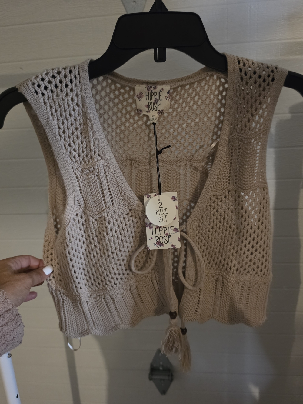HIPPIE ROSE Knit Two-Piece Set - Cropped Vest & Wide Leg Pants S - Picture 5 of 6